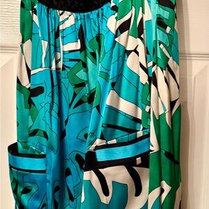 bebe Teal and Black Abstract Maxi Dress
